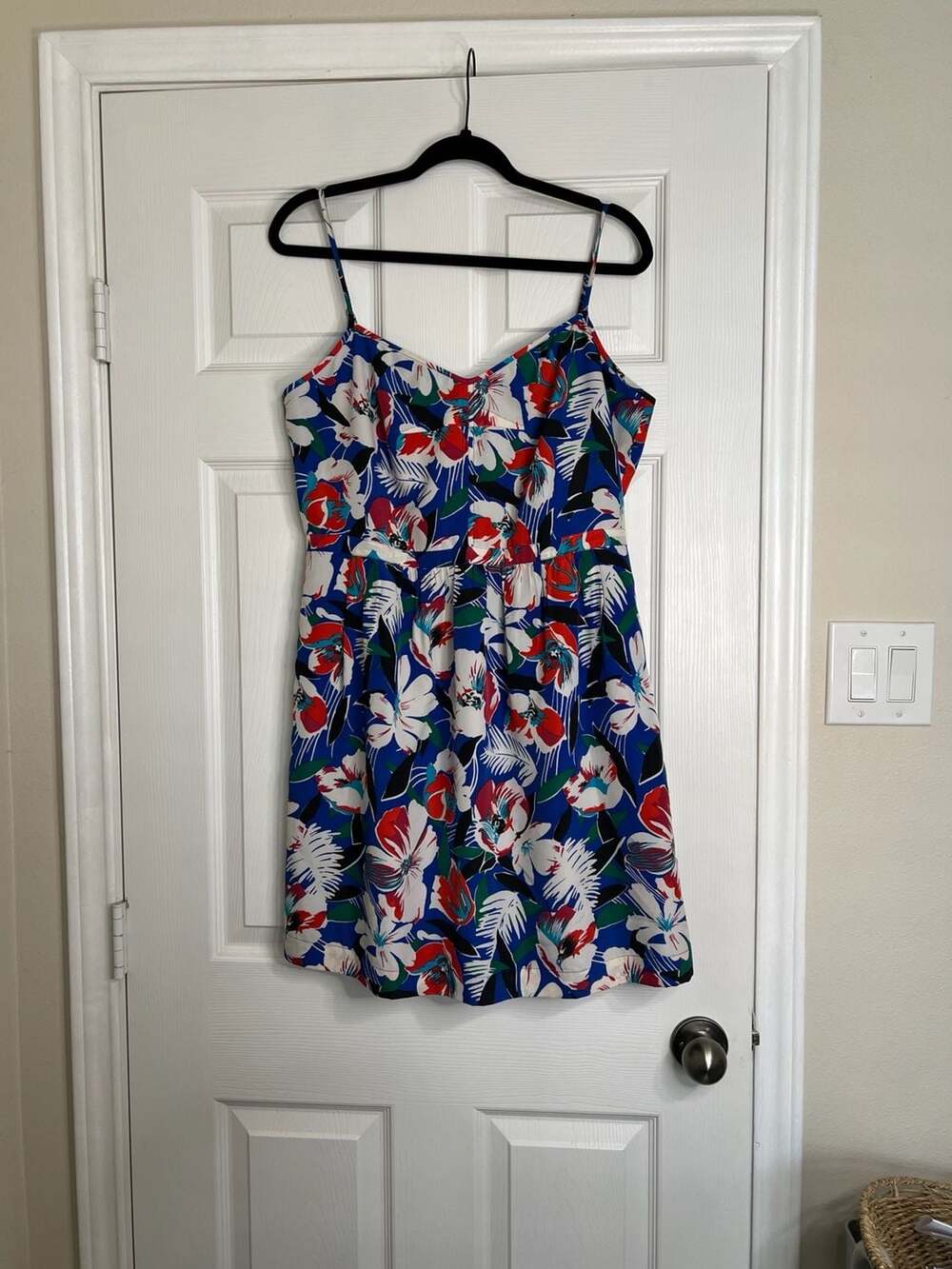 J.Crew Printed Seaside Cami Dress Blue Floral Tropical Size 12
